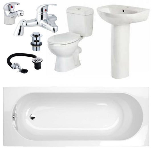 Bathroom Suite Single Ended 1700/1600/1500/1200 Bath Toilet Sink and Taps