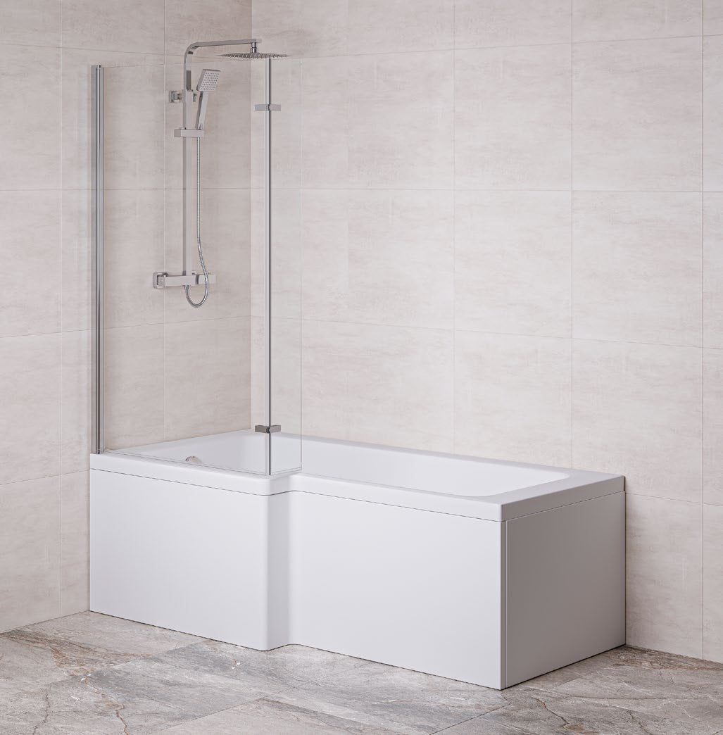 L-Shape Shower Bath; 1700 x 850 mm, Right, Armatec Reinforced; supplier brochure photograph