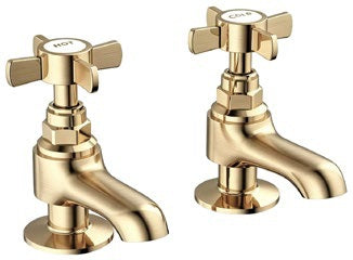 Royal Basin Taps; Brushed Brass; supplier brochure photograph