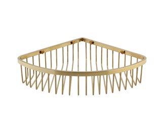 Corner Shower Basket 225 mm; 225 x 225 x 60 mm, Brushed Brass; supplier brochure photograph