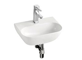 Pebble Wall Hung Basin; {'Size': '415 x 285 mm'}; supplier brochure photograph