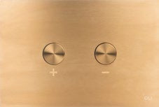 OLI Blink Pneumatic Flush Plate; {'Finish': 'Dark Gold'}; supplier brochure photograph