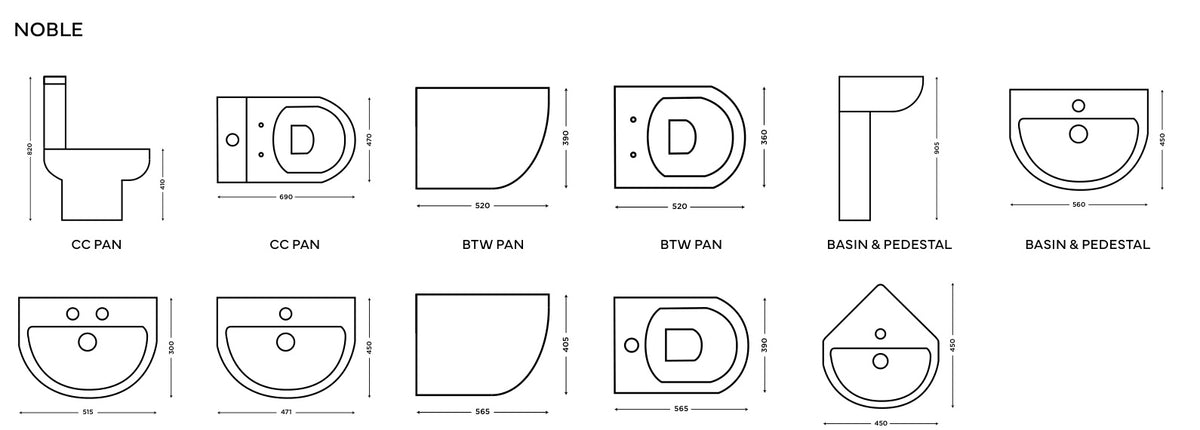 Noble supplier technical drawings; select the diagram for the relevant configuration