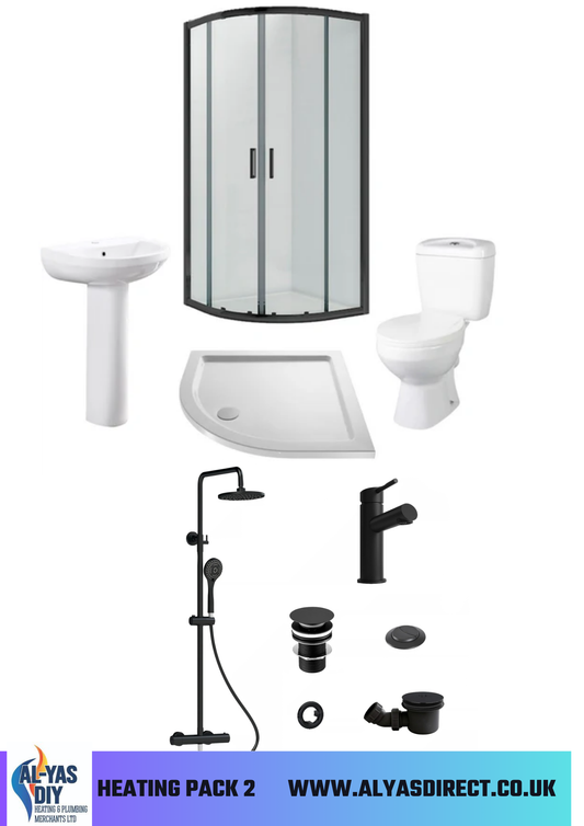 Quadrant Shower Enclosure Close Coupled Suites - Various Sizes (Black)