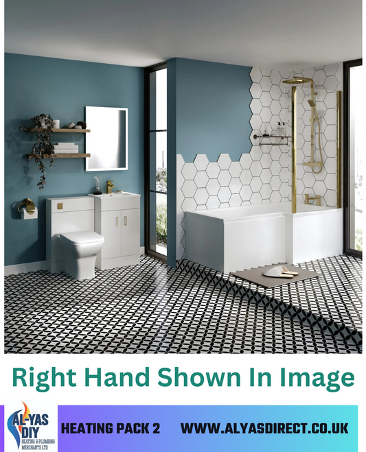 Luxury L-Shaped Shower Bathroom Suite – Brushed Brass