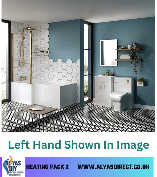 Luxury L-Shaped Shower Bathroom Suite – Brushed Brass