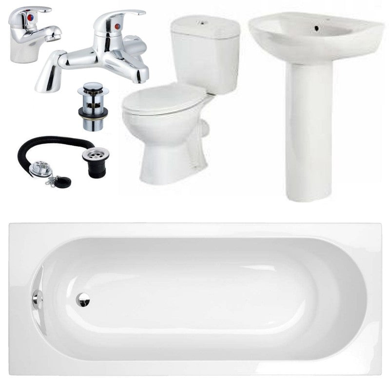 Bathroom Suite Single Ended 1700/1600/1500/1200 Bath Toilet Sink and Taps