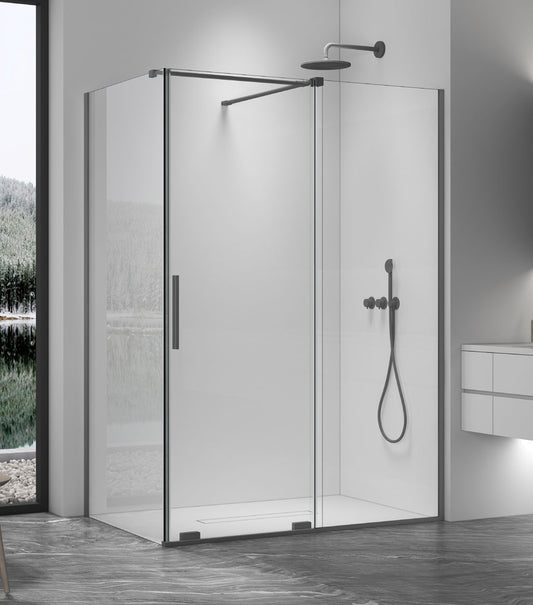 8+ Serene Shower Side Panel Gunmetal installation; other components sold separately