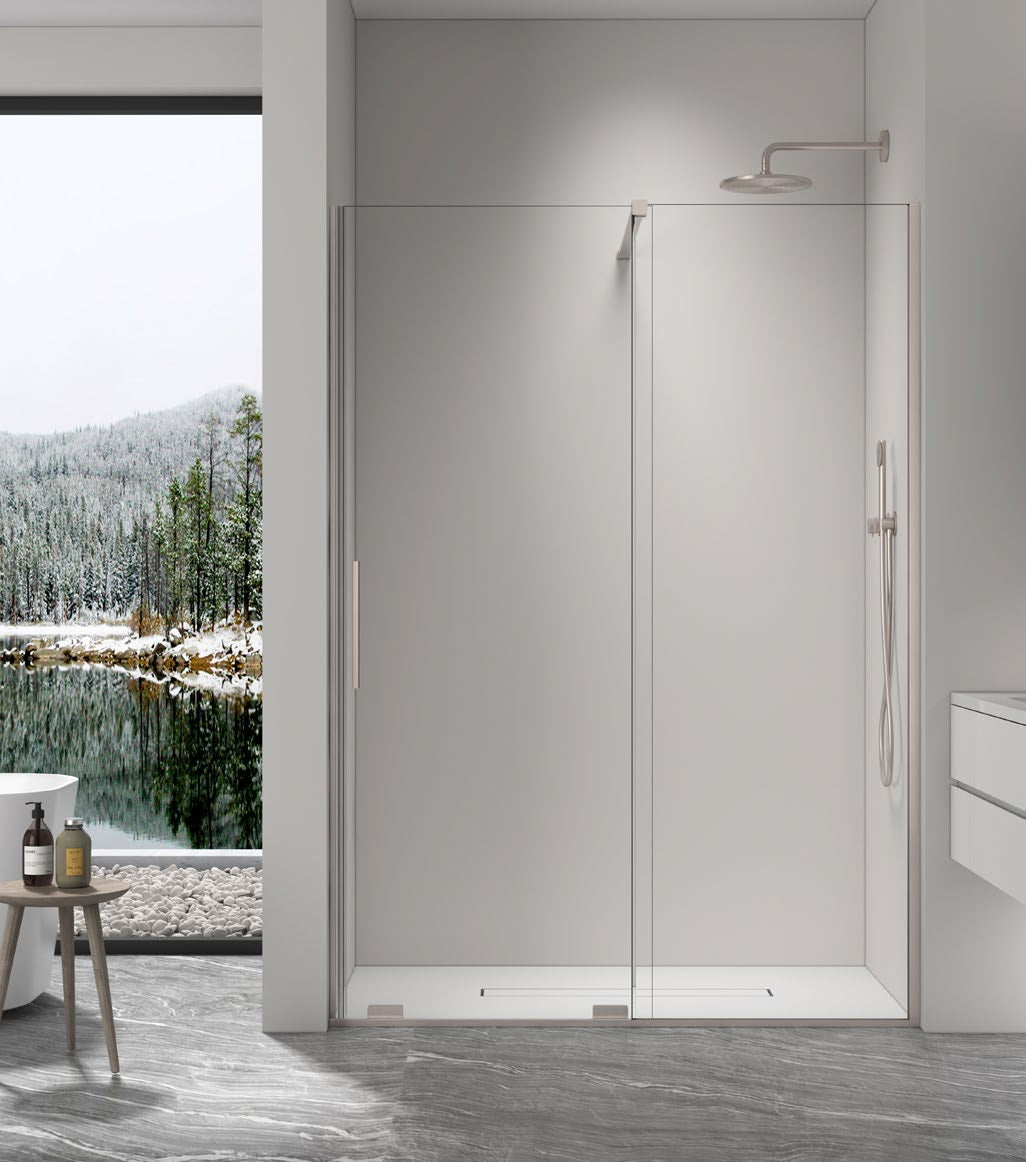 8+ Serene Shower Side Panel Brushed Nickel installation; other components sold separately