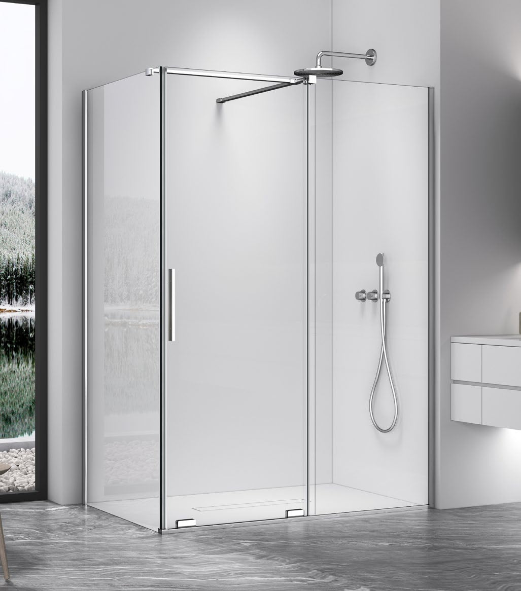 8+ Serene Shower Side Panel Chrome installation; other components sold separately