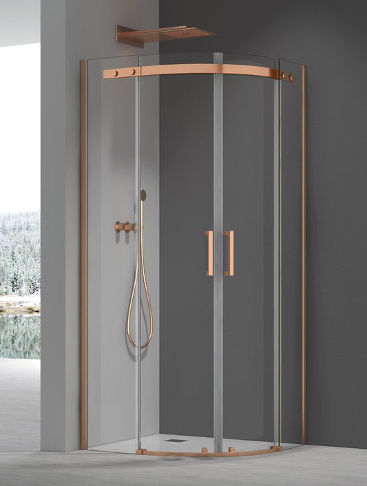 8+ Elite Two Door Quadrant Enclosure Brushed Bronze installation; other components sold separately