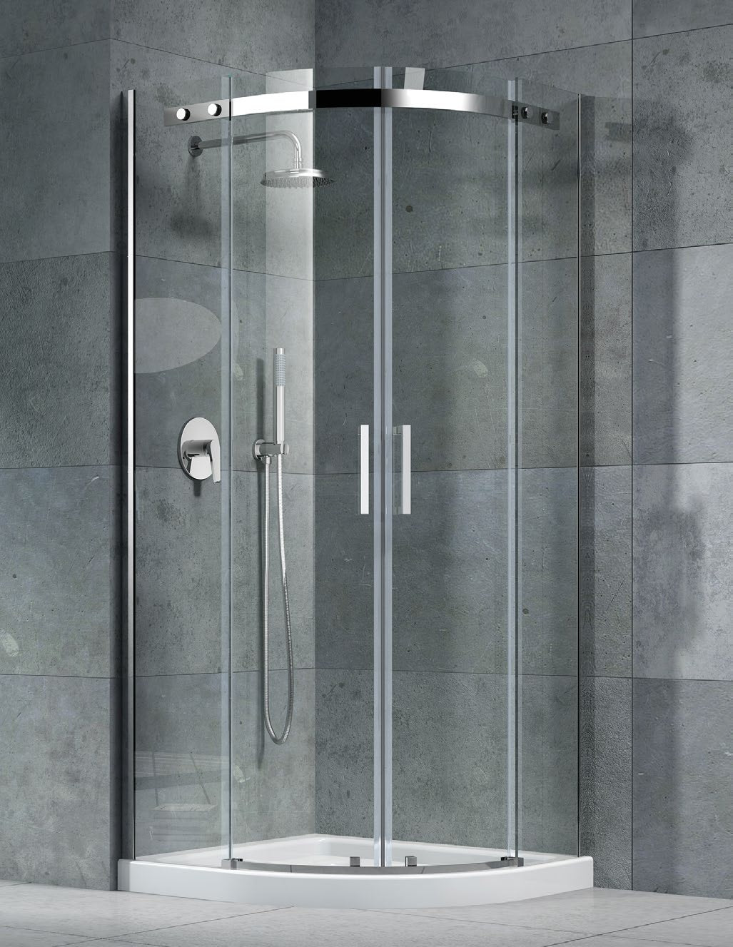 8+ Elite Two Door Quadrant Enclosure Chrome installation; other components sold separately