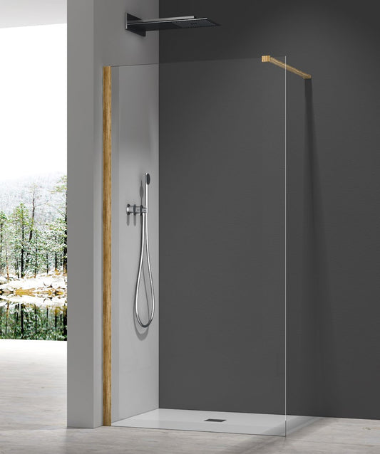 8+ Wood Effect Profile Walk-In Shower Panel; brochure range photograph