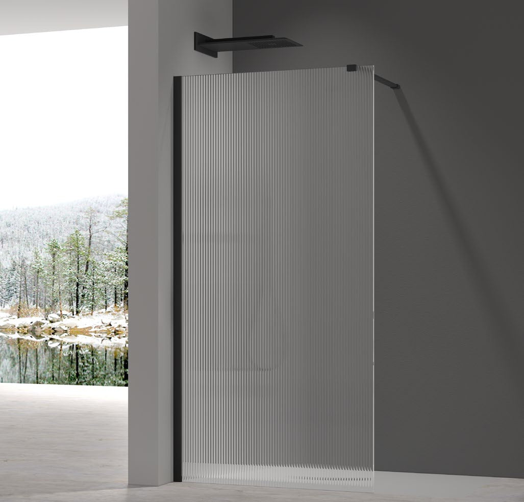 8+ Fluted Glass Walk-In Shower Panel; brochure range photograph