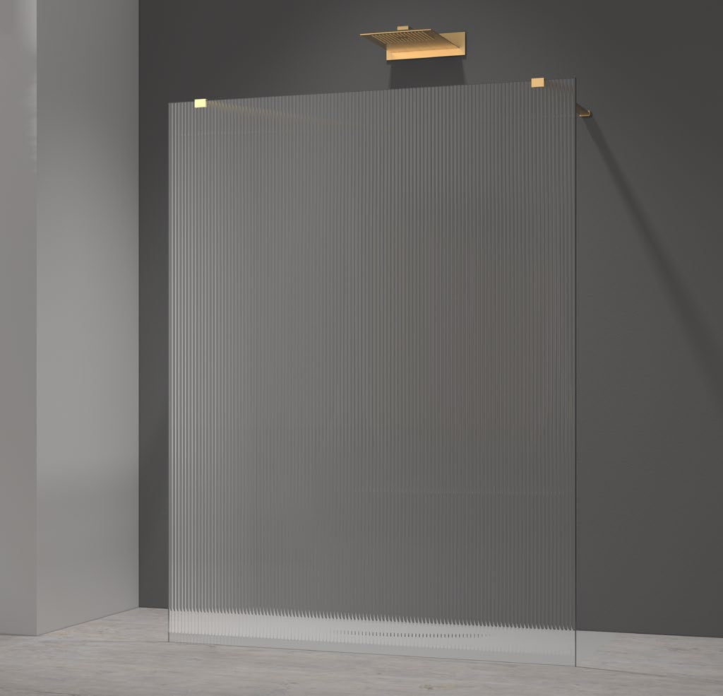 8+ Fluted Glass Freestanding Shower Panel; brochure range photograph