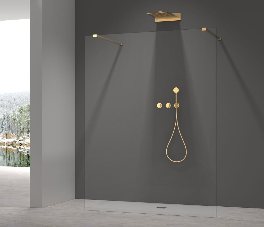 8+ Clear Glass Freestanding Shower Panel; brochure range photograph