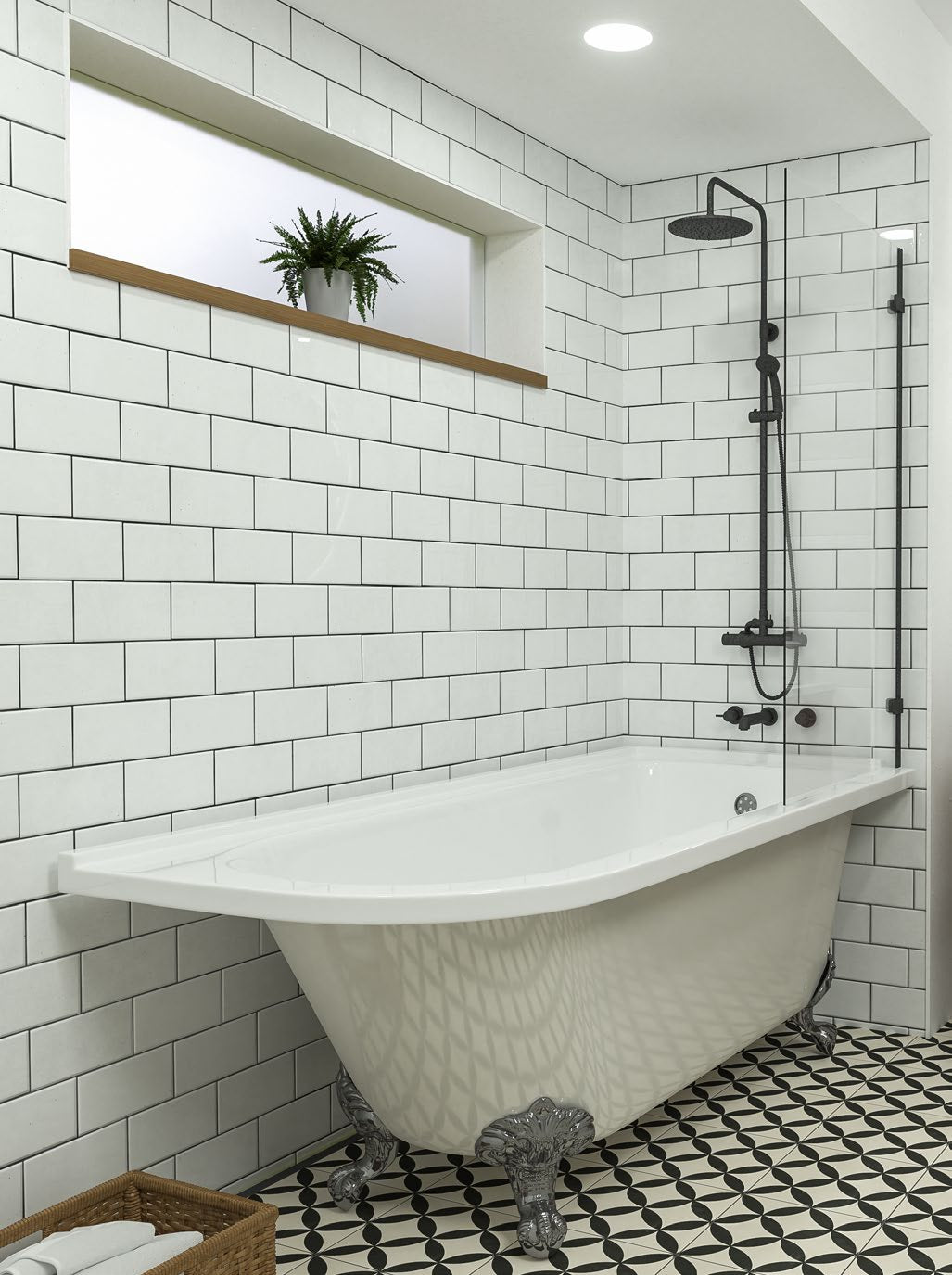 Victoria Freestanding Shower Bath; Right, Black; supplier brochure photograph