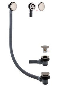 Coloured Easy Clean Clicker Bath Waste; Brushed Nickel; supplier brochure photograph