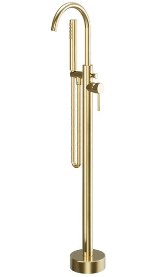 Oria Freestanding Bath Shower Mixer; Brushed Bronze; supplier brochure photograph