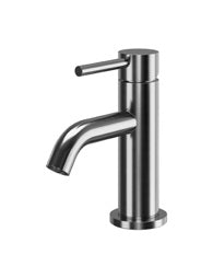 Oria Mini Mono Basin Mixer with Click Waste; Gunmetal; supplier brochure photograph