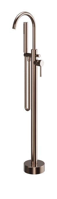 Oria Freestanding Bath Shower Mixer; Brushed Brass; supplier brochure photograph