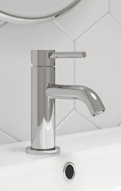Oria Mono Basin Mixer with Click Waste; Chrome; supplier brochure photograph