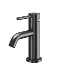 Oria Mini Mono Basin Mixer with Click Waste; Matt Black; supplier brochure photograph