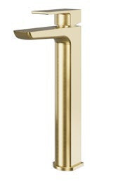 Olsen Tall Mono Basin Mixer; Brushed Brass; supplier brochure photograph
