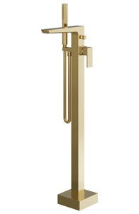 Olsen Freestanding Bath Shower Mixer; Brushed Brass; supplier brochure photograph