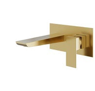 Olsen Wall Mounted Basin Mixer; Brushed Brass; supplier brochure photograph