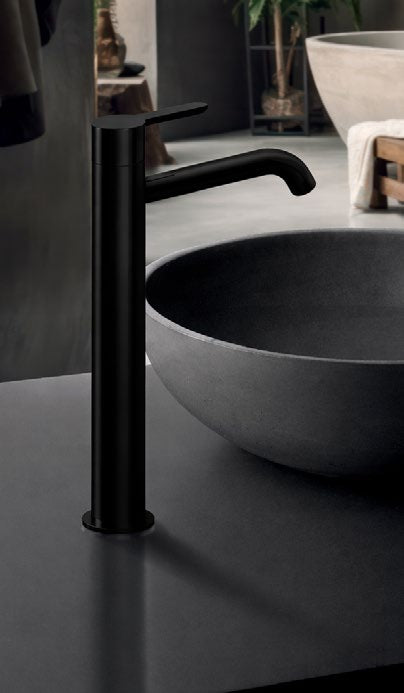 Trenta Wall Mounted Basin Mixer; Black; supplier brochure photograph