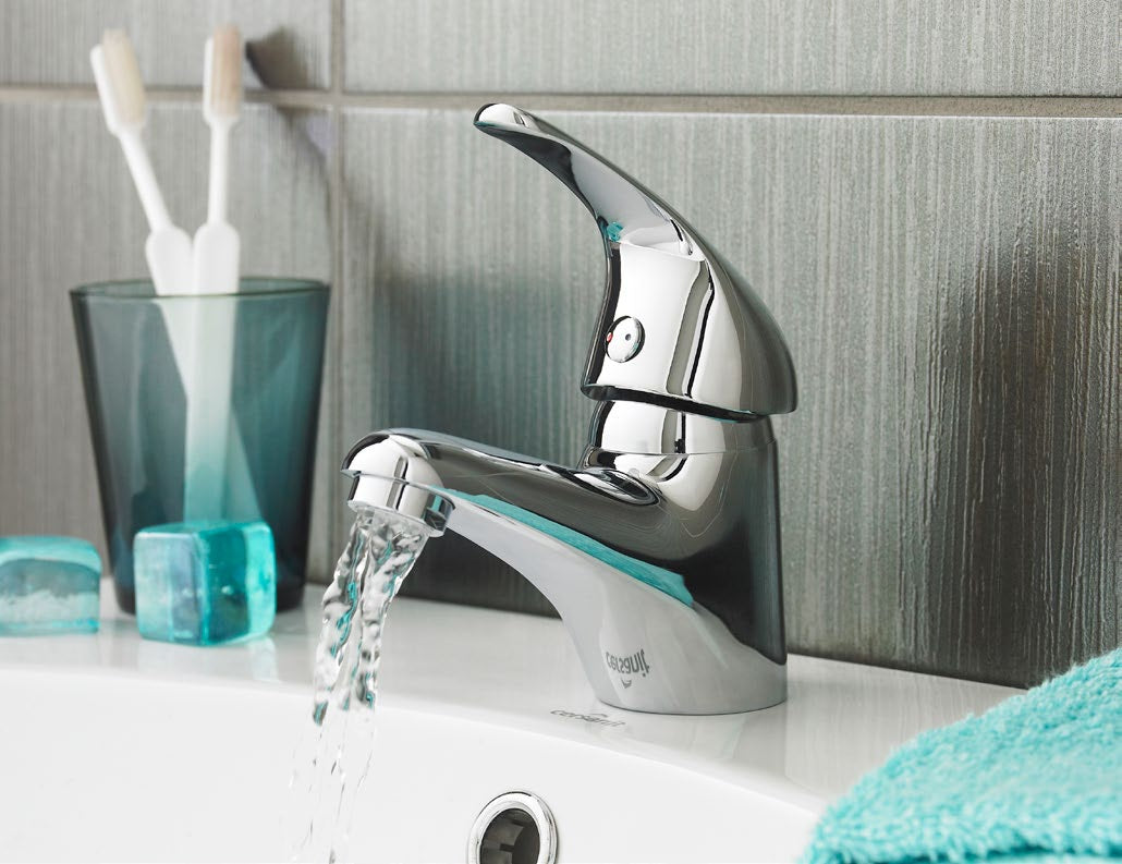 Krystal Mono Basin Mixer with Click Waste; Default Title; supplier brochure photograph