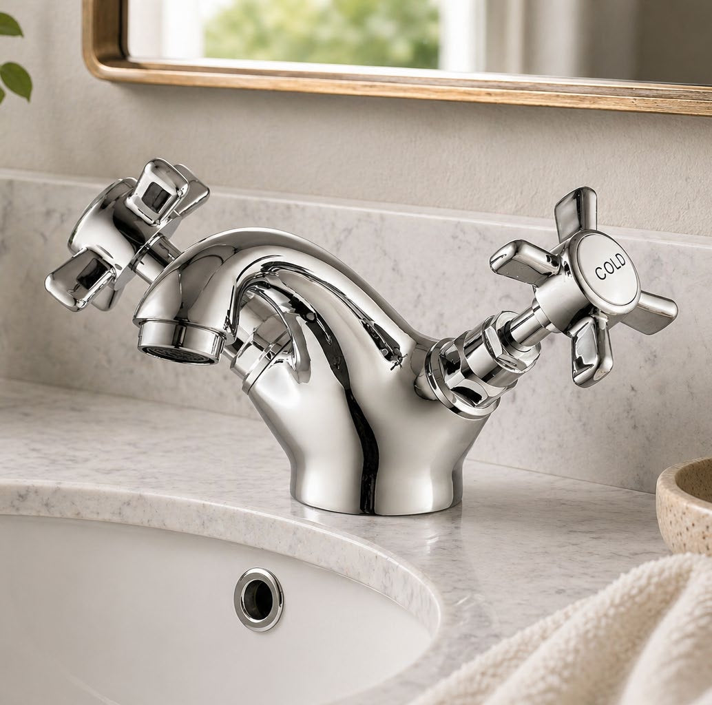 Royal Mono Basin Mixer with Click Waste; Chrome; supplier brochure photograph