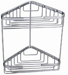 Twin Corner Shower Basket — BAS011; 180 x 180 x 300 mm, Chrome; supplier brochure photograph