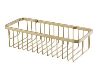 Bar Shower Basket; 300 x 120 x 78 mm, Brushed Brass; supplier brochure photograph