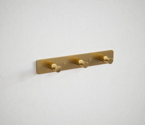 Argo 3 Peg Robe Hook; Satin Brass; supplier brochure photograph