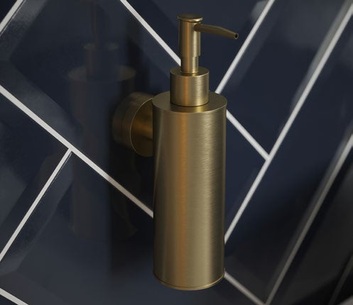 Argo Soap Dispenser; Satin Brass; supplier brochure photograph