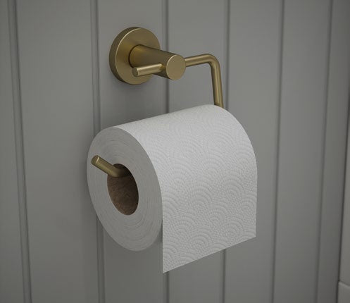 Argo Toilet Roll Holder; Satin Brass; supplier brochure photograph