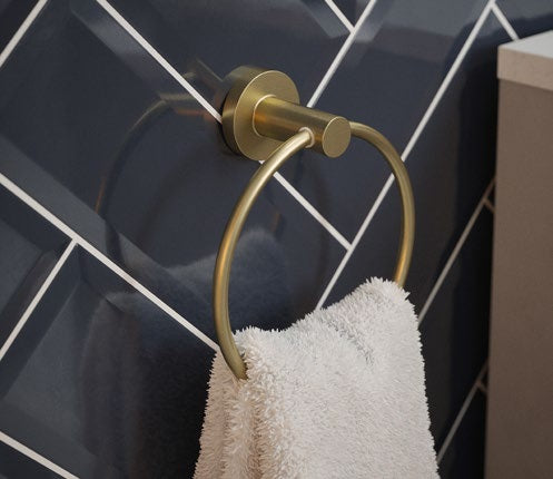 Argo Towel Ring; Satin Brass; supplier brochure photograph
