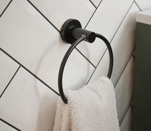 Argo Towel Ring; Matt Black; supplier brochure photograph