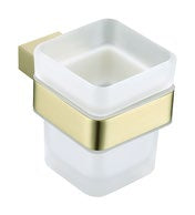 Aula Tumbler & Holder; Brushed Brass; supplier brochure photograph