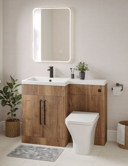 Lena L-Shape Furniture Pack with Doors; brochure range photograph, handing shown is illustrative