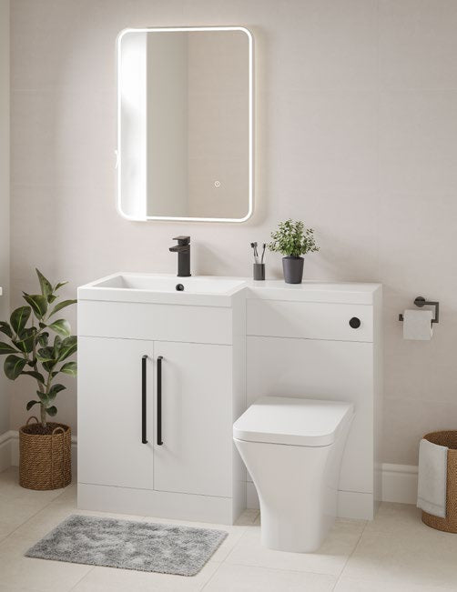 Lena L-Shape Furniture Pack with Doors; brochure range photograph, handing shown is illustrative