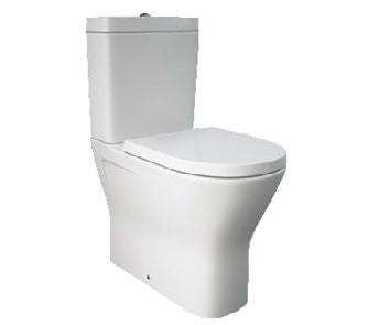 Haven Rimless Close Coupled Toilet with Soft Close Seat; {'Configuration': 'Comfort Height Close to Wall'}; supplier brochure photograph