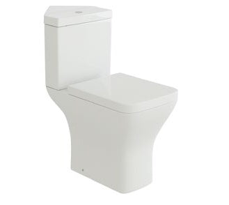 Earl Close Coupled Toilet with Soft Close Seat; {'Configuration': 'Corner'}; supplier brochure photograph