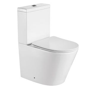 Halo Rimless Back to Wall Close Coupled Toilet; {'Finish': 'Matt White'}; supplier brochure photograph