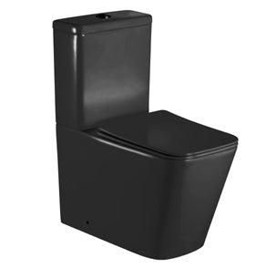 Alba Rimless Back to Wall Close Coupled Toilet; {'Finish': 'Matt Black'}; supplier brochure photograph