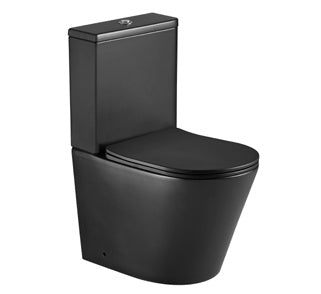 Halo Rimless Back to Wall Close Coupled Toilet; {'Finish': 'Matt Black'}; supplier brochure photograph