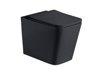 Alba Rimless Back to Wall Pan & Seat; {'Finish': 'Matt Black'}; supplier brochure photograph