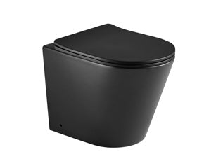 Halo Rimless Back to Wall Pan & Seat; {'Finish': 'Matt Black'}; supplier brochure photograph